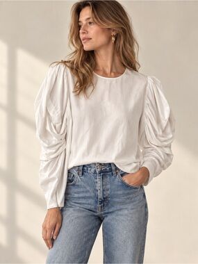 Acne Studios Ava Fluid SS13 White Sculptural Sleeve Blouse